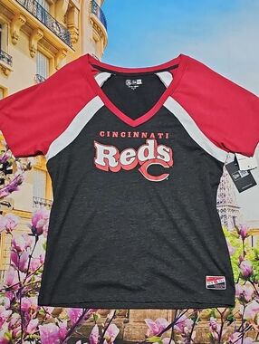 New Era Cincinnati Reds Short Sleeve V-Neck Tee Shirt XL New